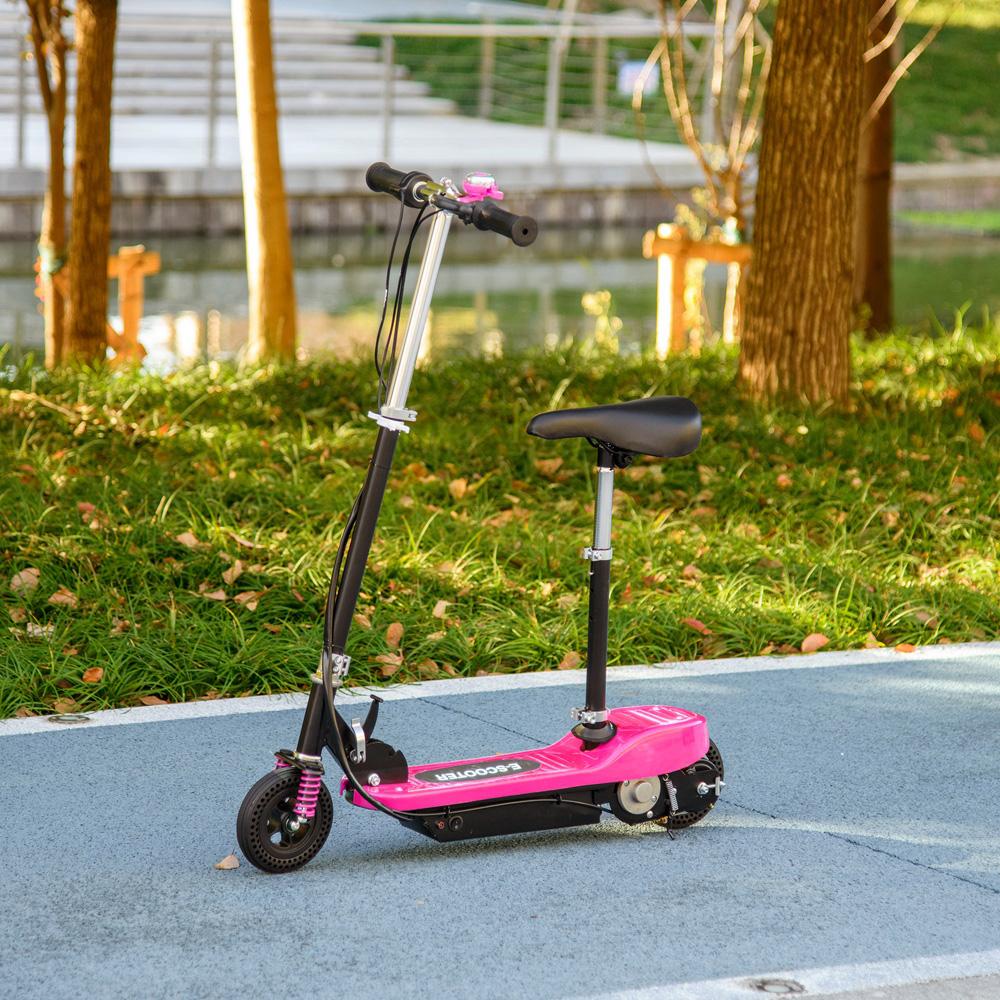 Folding Ride On Powered Scooter With Warning Bell Pink