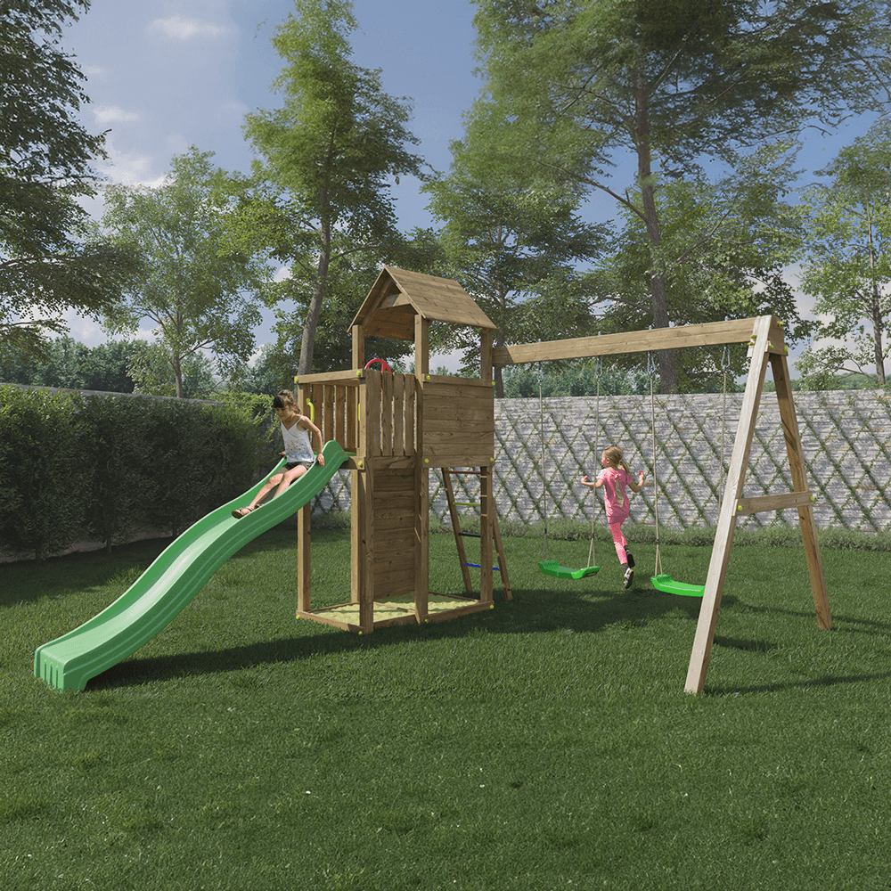 Double Swing & Slide Wooden Frame - Boomer