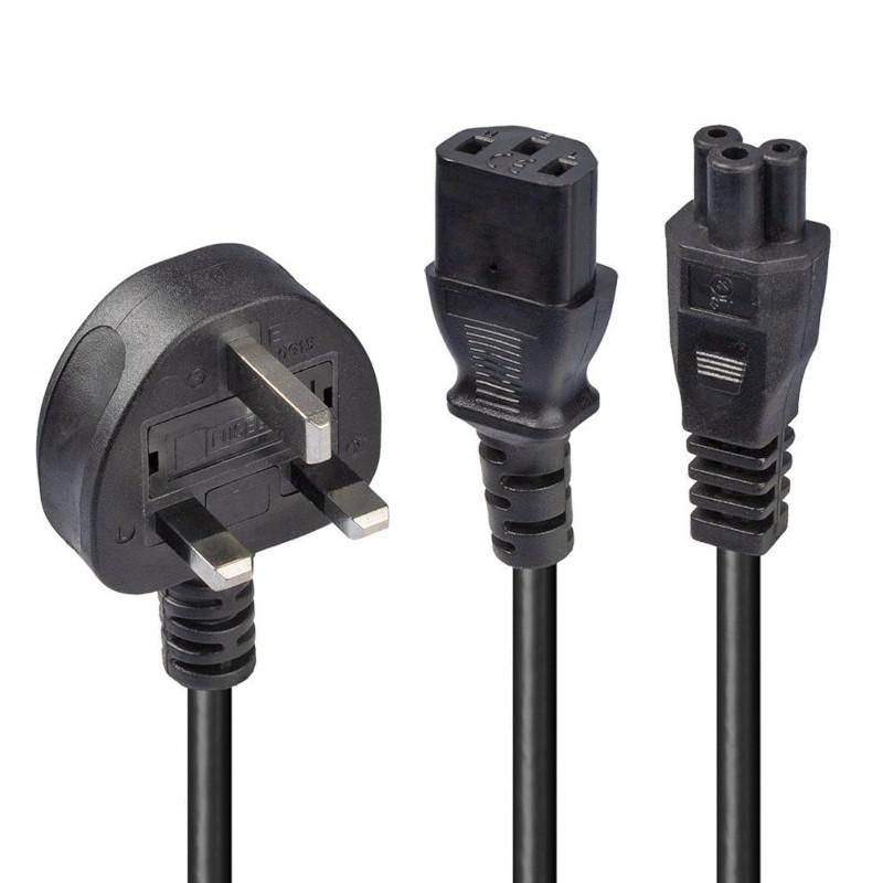 FDL 2M UK MAINS PLUG TO C13 & C5 SPLITTER CABLE