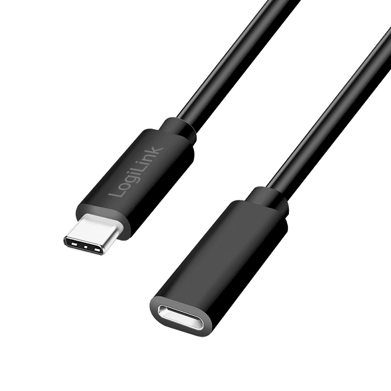 LogiLink USB 2.0 Type-C cable. C/M to USB-C/F. PD. black. 2 m