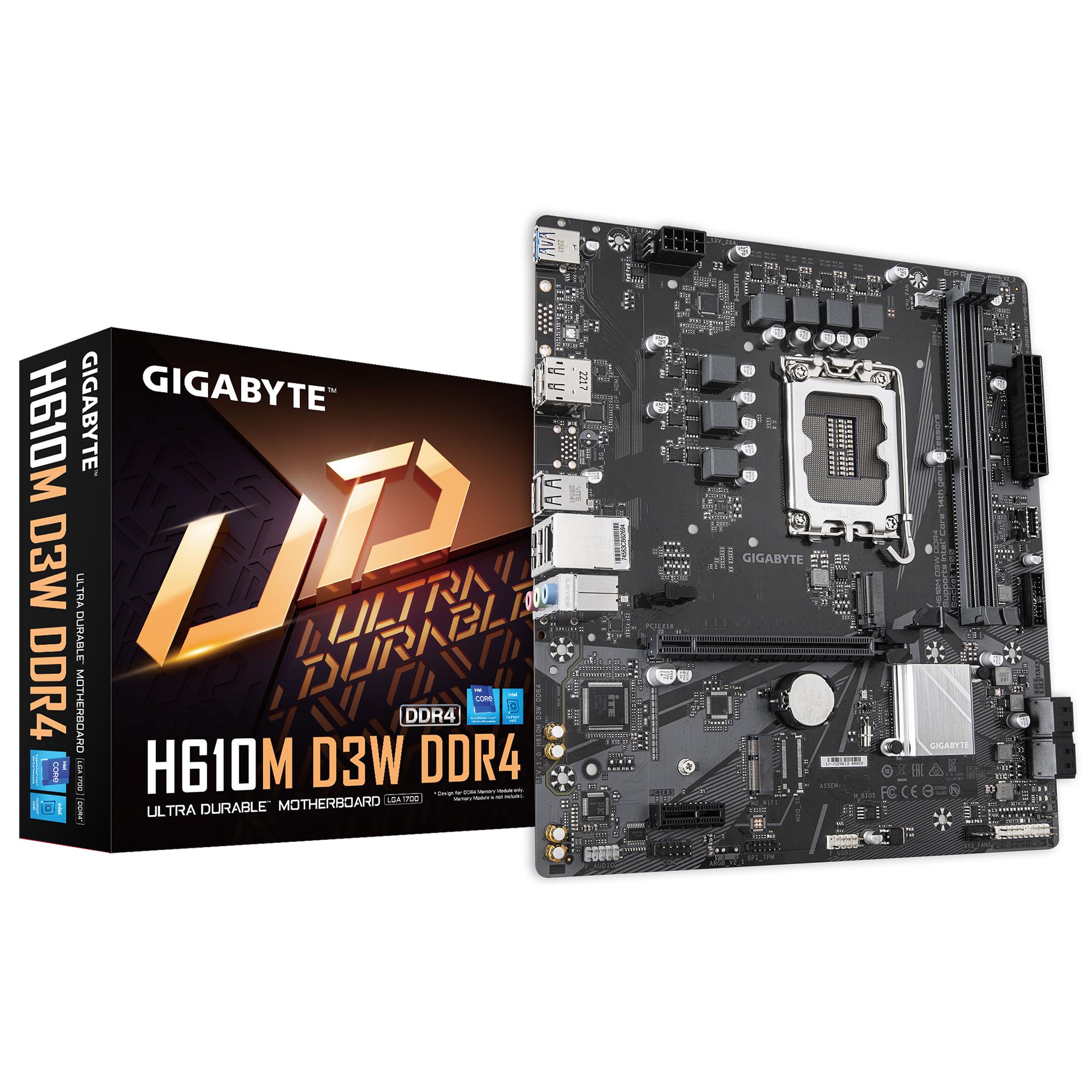 GIGABYTE H610M D3W DDR4 Motherboard - Supports 14th Gen. Intel Core CP