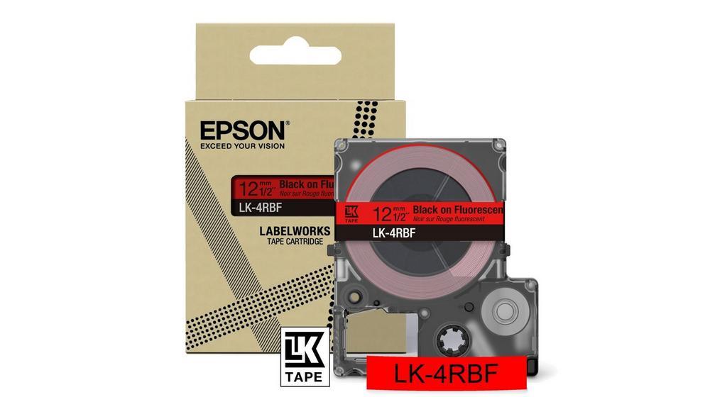 Epson C53S672099/LK-4RBF DirectLabel-etikettes Black On Red Fluorescen