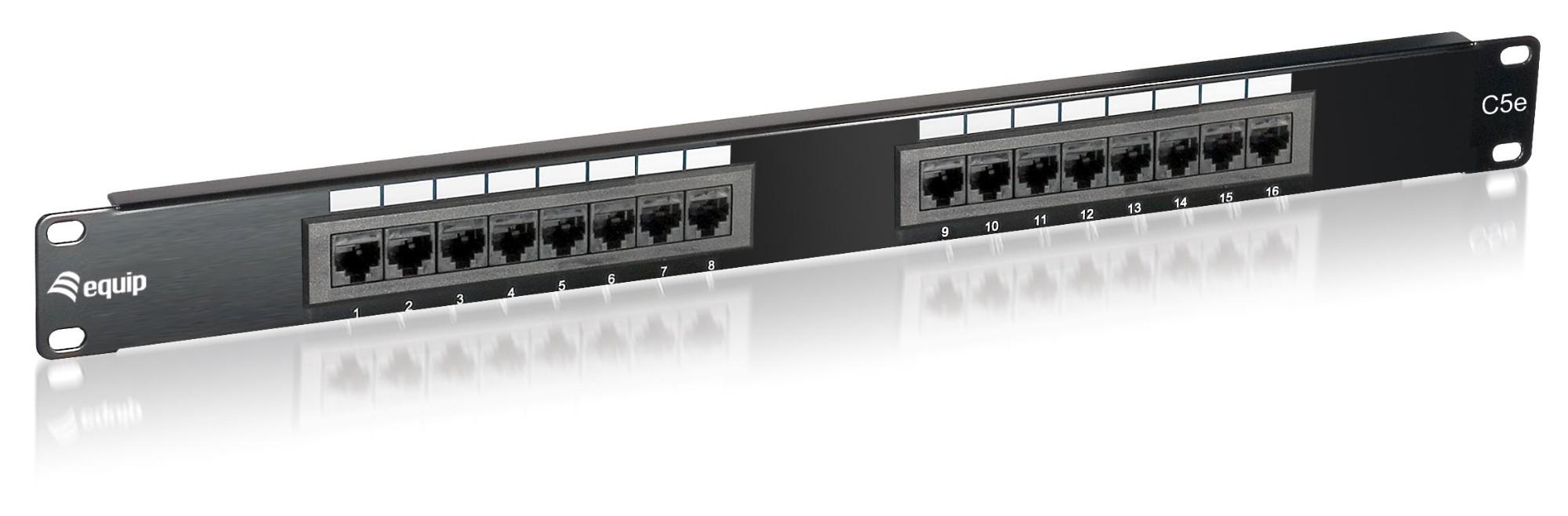 Equip 16-Port Cat.5e Unshielded Patch Panel. Black