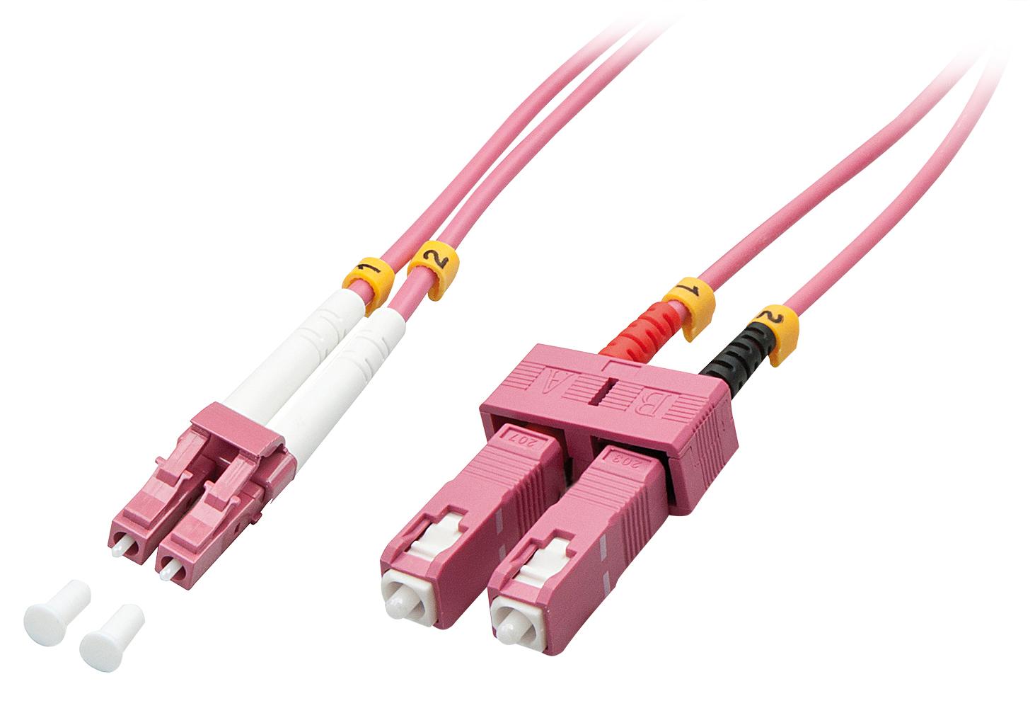 Lindy 46364 fibre optic cable 10 m LC SC OM4 Pink