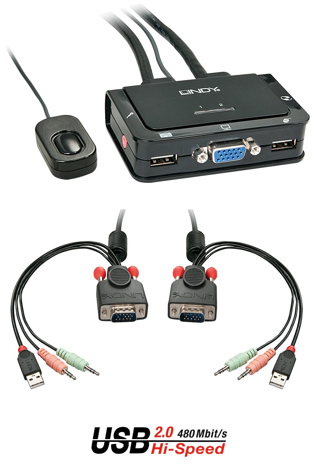 Lindy 2 Port VGA. USB 2.0 & Audio Cable KVM Switch