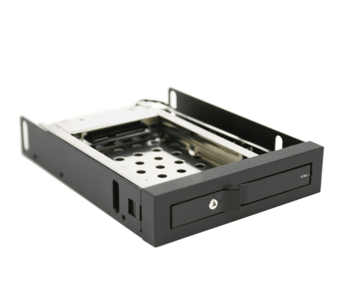 CRU RJ20S- Fits in a 3.5in PC bay- accepts one 2.5in SATA or SAS HDD o