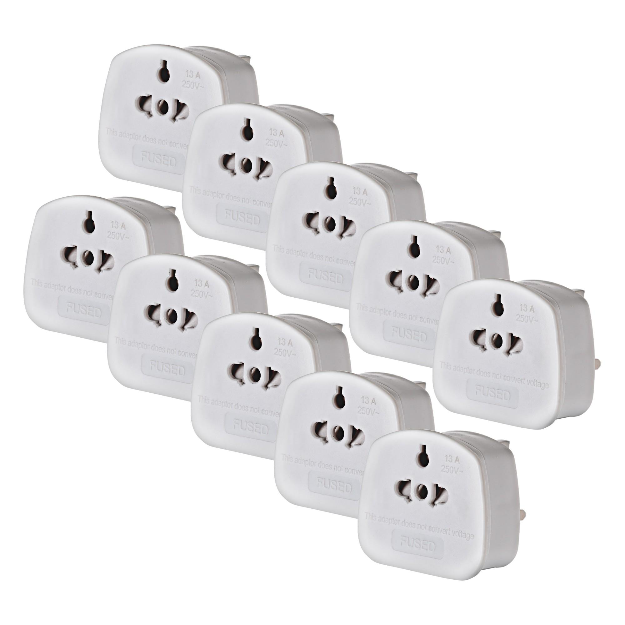 Maplin Worldwide Tourist To UK Travel Adapter - White (Pack Of 10)