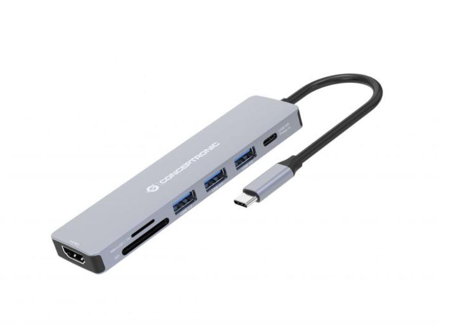 LevelOne Conceptronic DONN19G 7-in-1 USB 3.2 Gen 1 Docking Station; HD