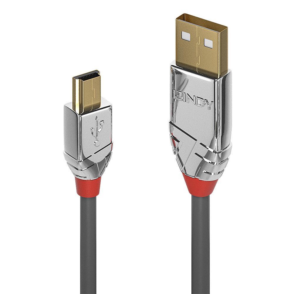 Lindy 0.5m USB 2.0 Type A to Mini-B Cable Cromo Line