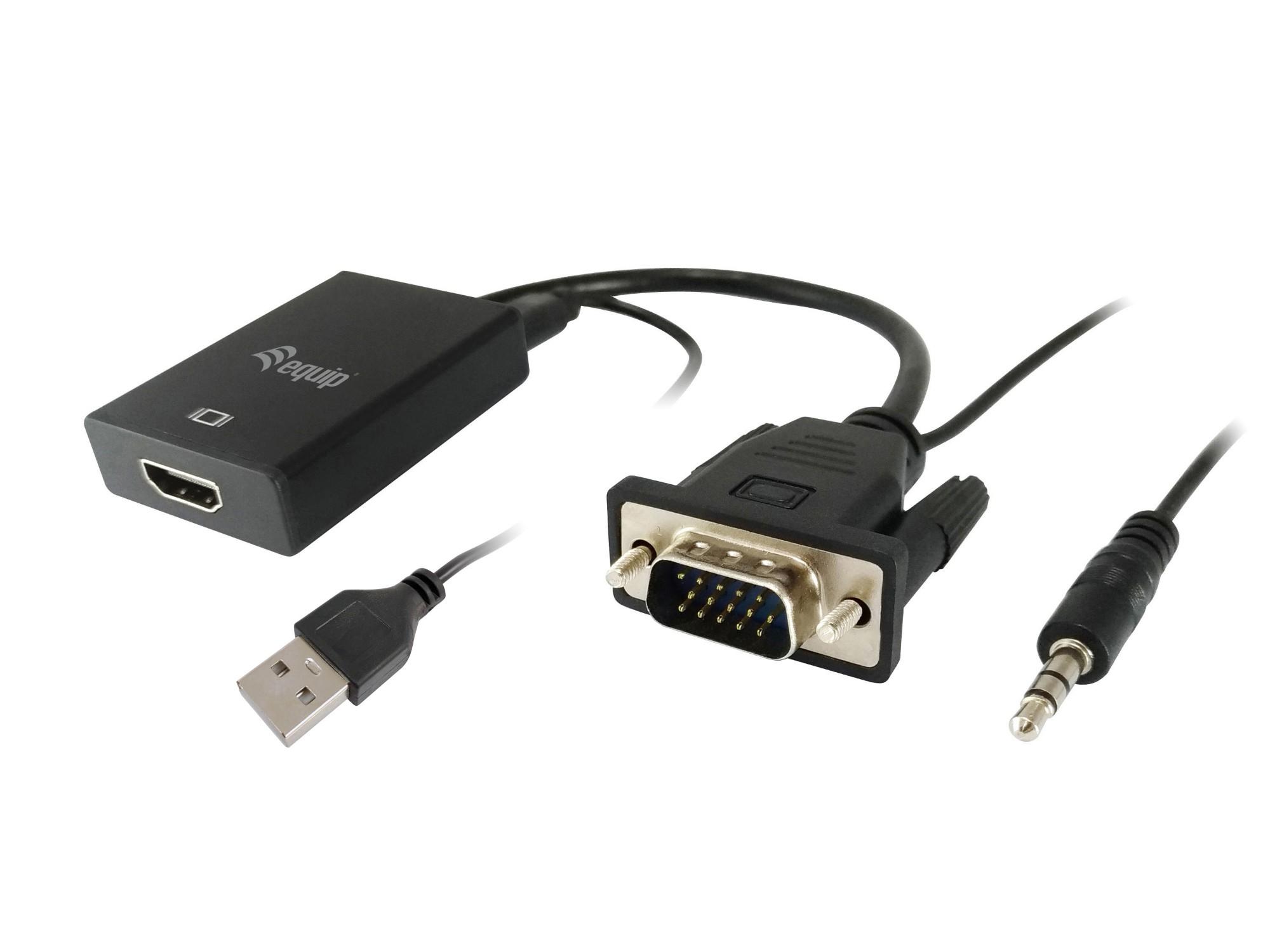 Equip VGA to HDMI Adapter with Audio