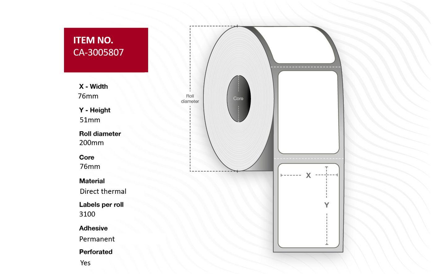 Capture CA-3005807 printer label