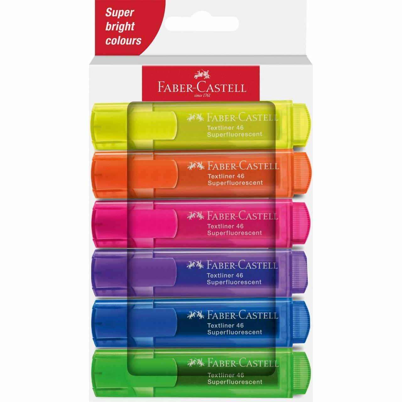 Faber-Castell Highlighter Textliner 46 Assorted Colours (Pack 6) - 254646