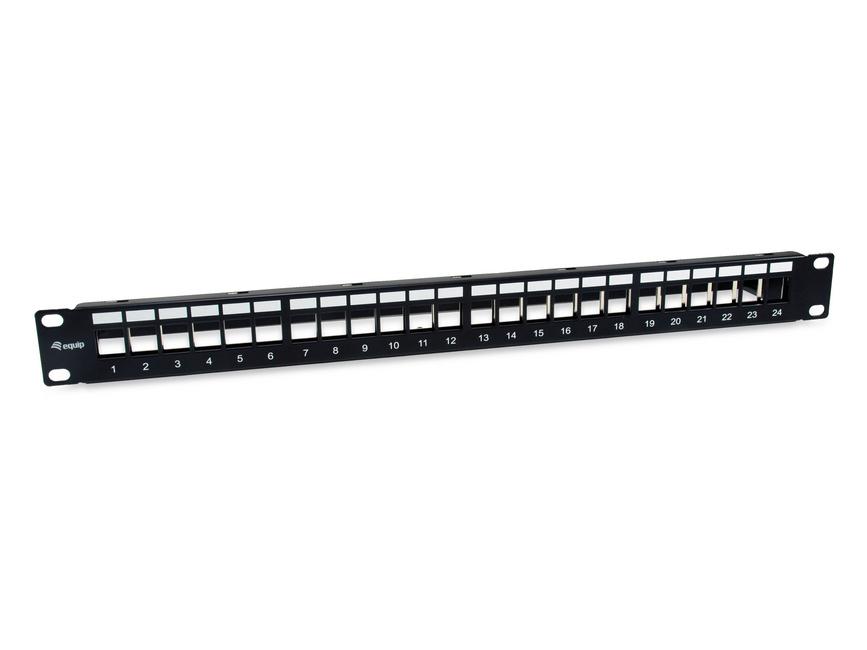 LevelOne Equip 769327 24-Port Keystone Shielded Patch Panel; Black