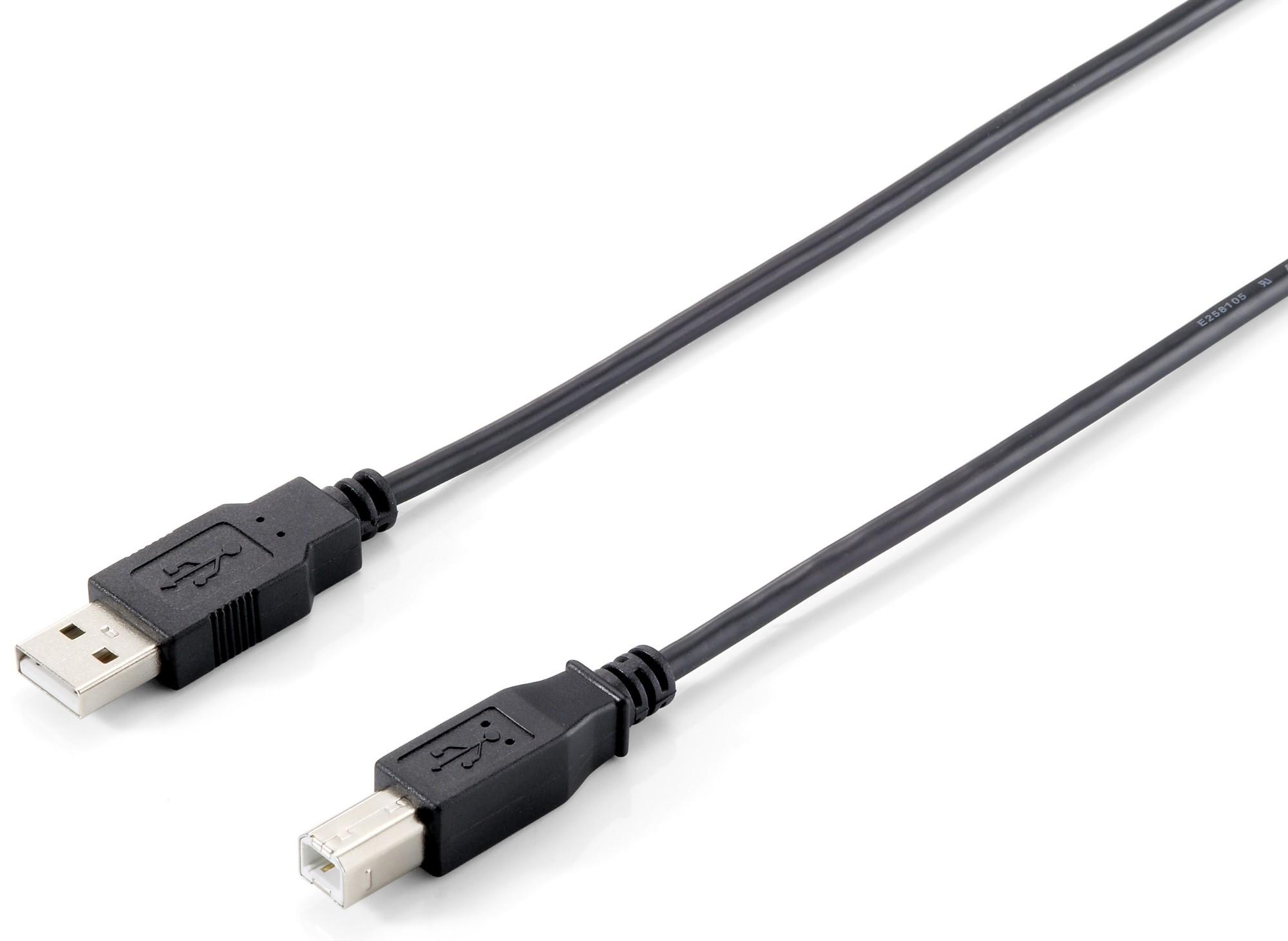 Equip USB 2.0 Type A to Type B Cable. 3.0m . Black