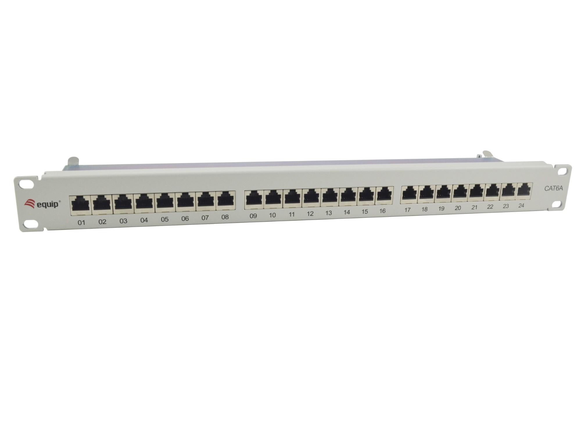 Equip 24-Port Cat.6A Shielded Patch Panel. Light Grey