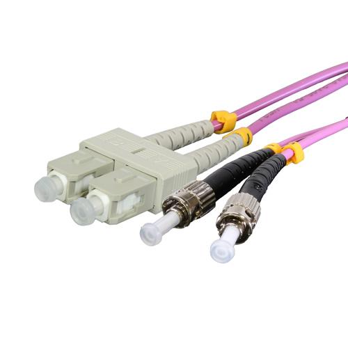 Cablenet 5m OM3 50/125 ST-SC Duplex Violet LSOH Fibre Patch Lead