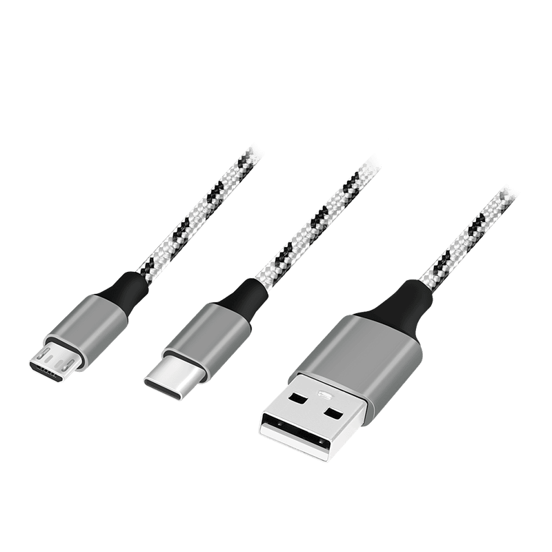 LogiLink USB 2.0 cable. USB-A/M to Micro-USB + USB-C. white/black. 1.2