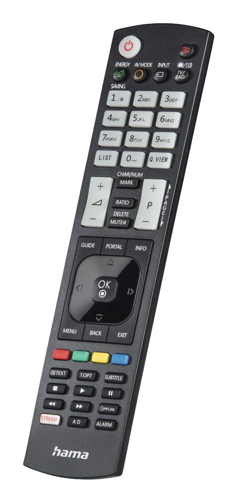 Hama Universal IR Remote Control for LG TVs Teachable Smart Buttons Illuminating Buttons 10m Range