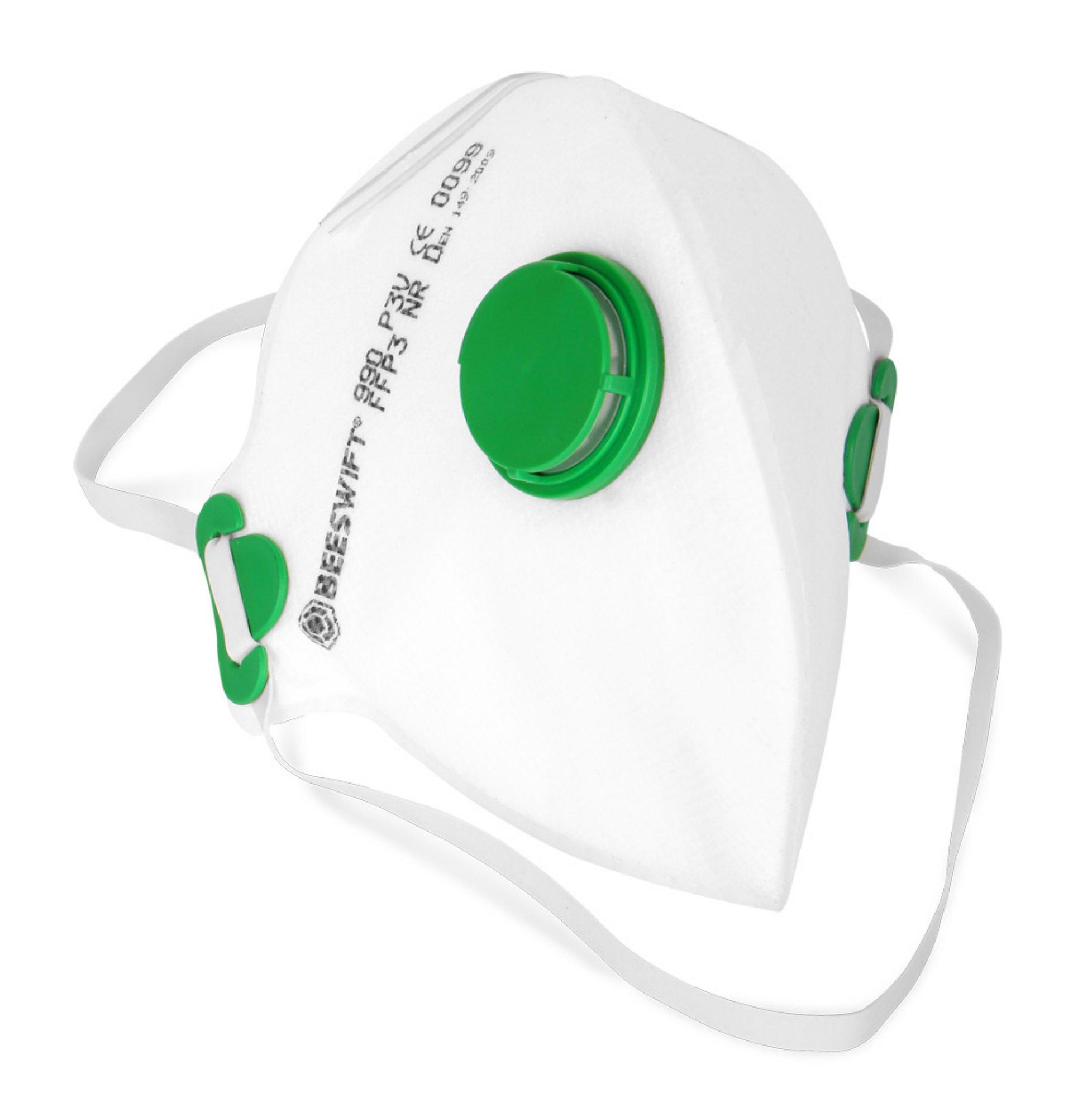 BEESWIFT Fold Flat P3 Mask With Valve White (Box Of 20)