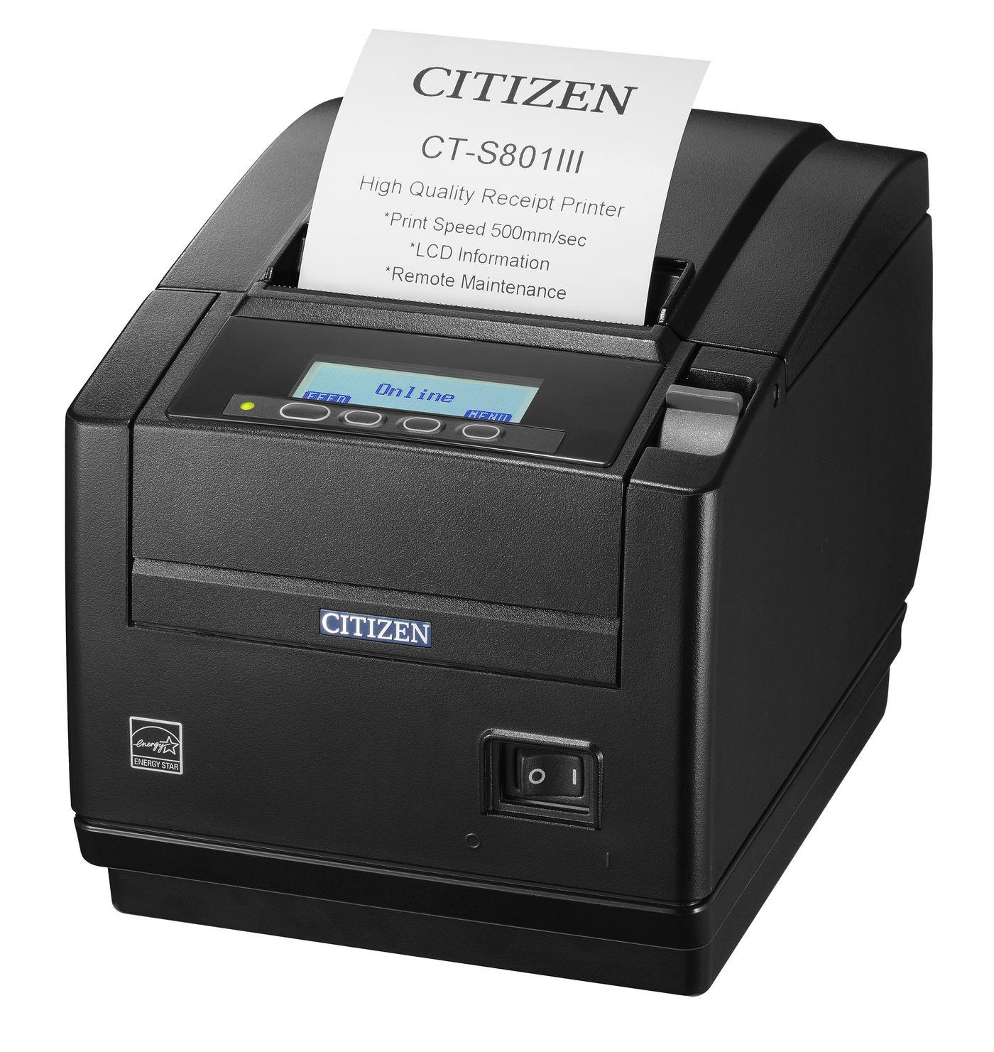 Citizen CT-S801III. 8 dots/mm (203 dpi). cutter. USB. Black