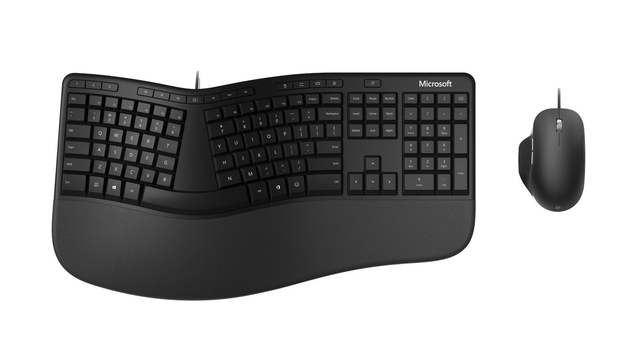 Microsoft Ergonomic Desktop keyboard Mouse included Office USB QWERTY