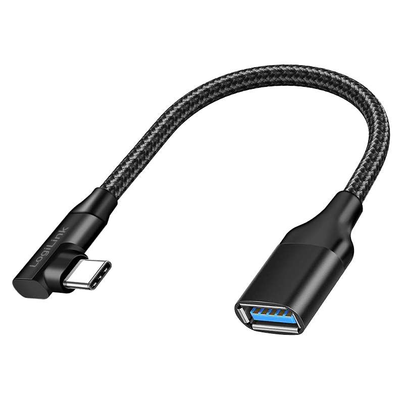 LogiLink USB 3.2 Gen2 Type-C adapter. C/M 90� To USB-A/F. OTG. Black