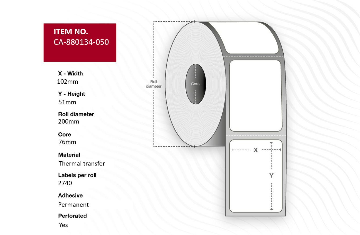 Capture CA-880134-050 printer label