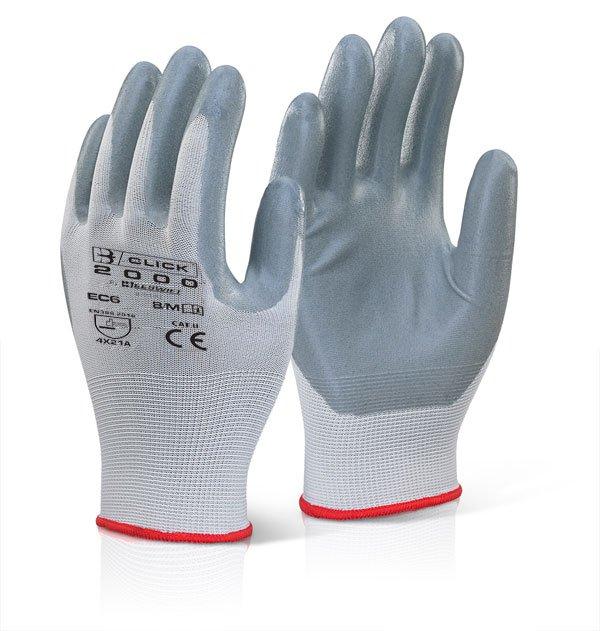 BEESWIFT Nitrile Foam Polyester Glove Grey M (Box of 10)