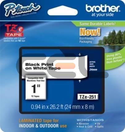 Brother TZE-251CIV DirectLabel black on white Laminat 24mm x 8m for Br