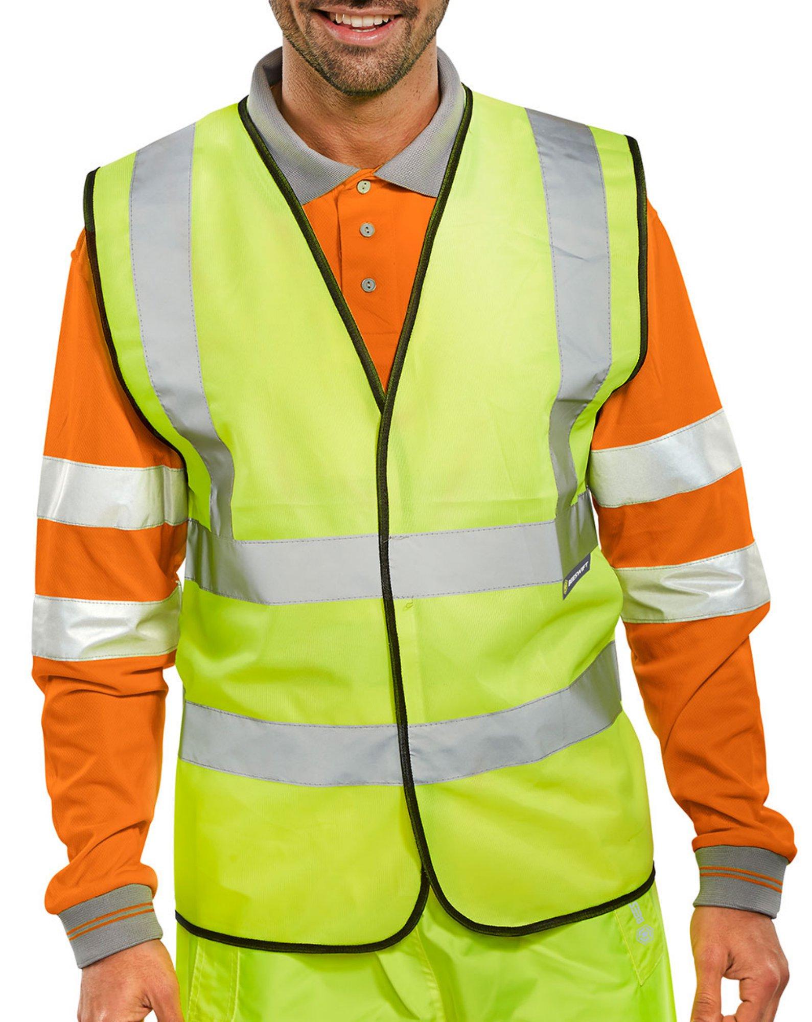 BEESWIFT B-Seen EN ISO 20471 Hi Vis Vest Yellow Medium