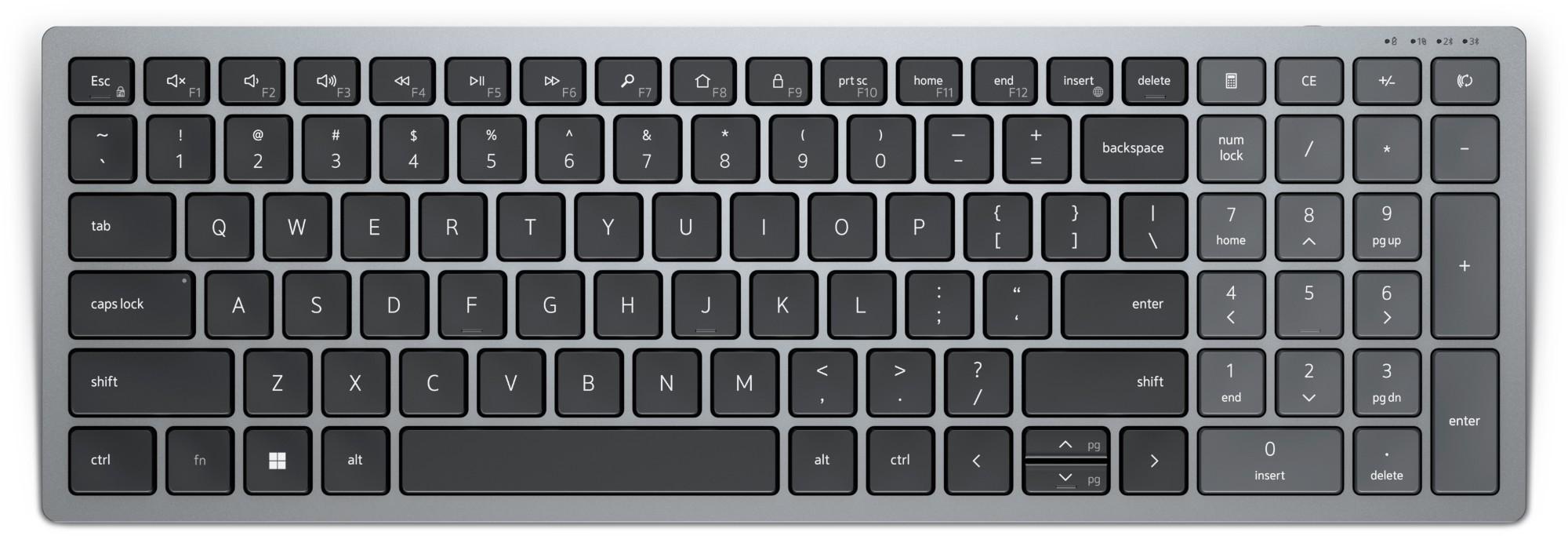 DELL KB740 keyboard Office RF Wireless + Bluetooth QWERTY Nordic Grey.