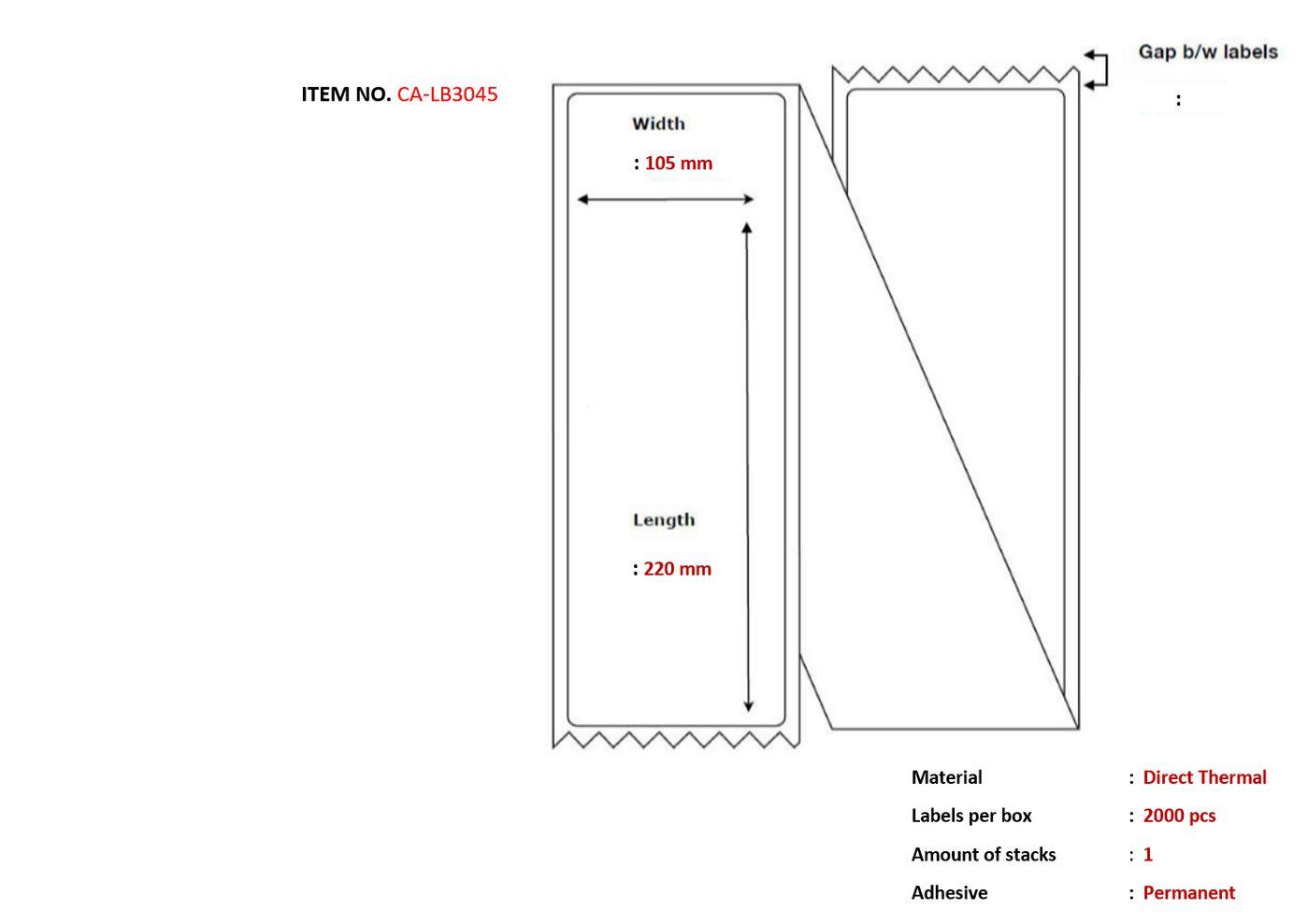 Capture CA-LB3045 printer label White