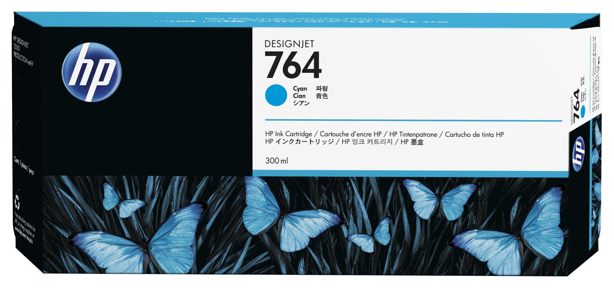 HP C1Q13A/764 Ink cartridge cyan 300ml for HP DesignJet T 3500