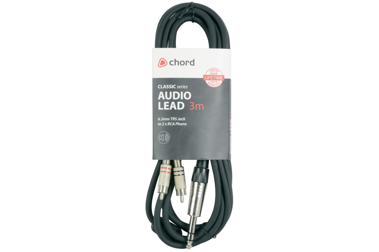 Chord Electronics 190.016UK Audio Cable 3 M 6.35mm TRS 2 X RCA Black