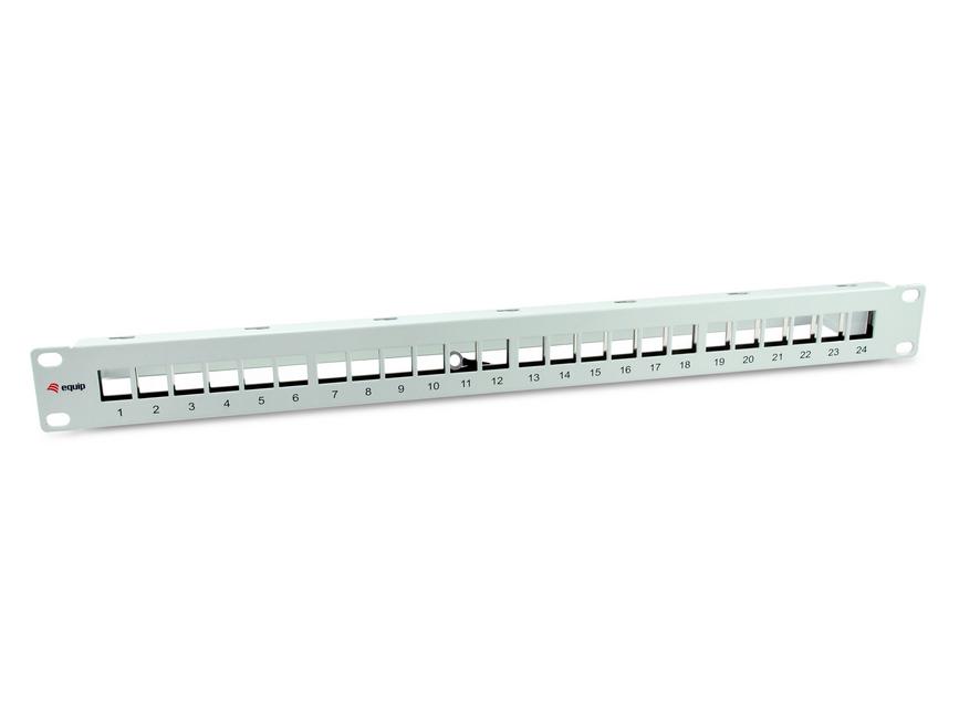 LevelOne Equip 769326 24-Port Keystone Shielded Patch Panel; Light Gre