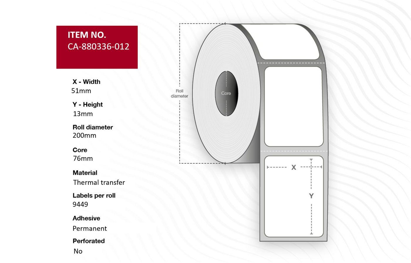 Capture CA-880336-012 Printer Label