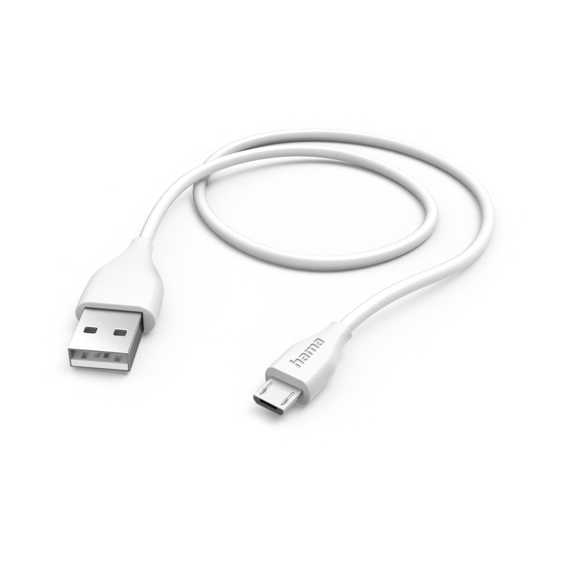 Hama USB-A to Micro USB Quick Charging Cable USB 2.0 1.5 Metre White