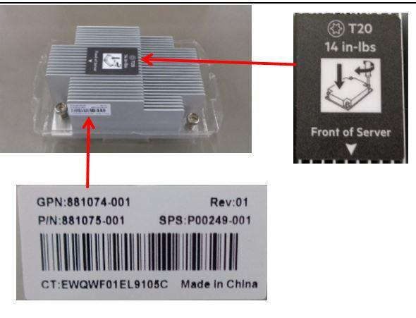 HP E DL385 Gen10 Heatsink