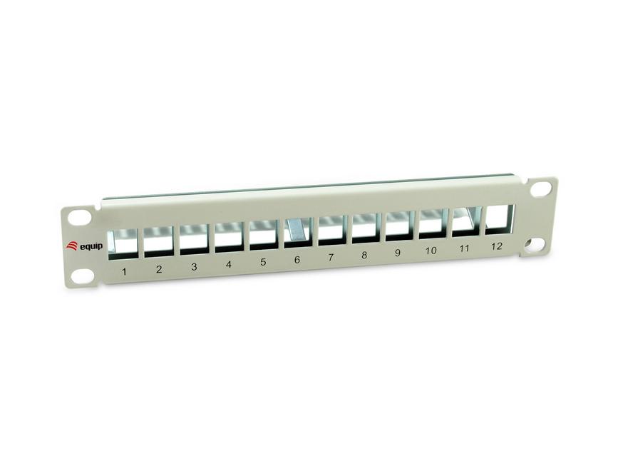 LevelOne Equip 769330 12-Port Keystone Shielded Patch Panel; Light Gre