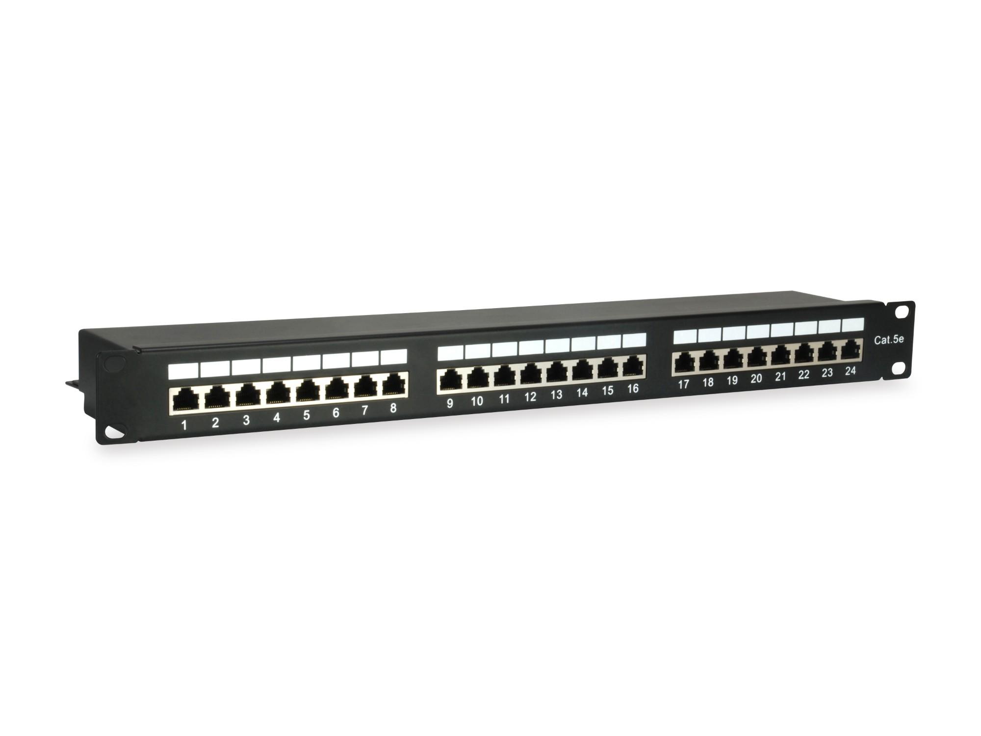 Equip 24-Port Cat.5e Shielded Patch Panel. Black