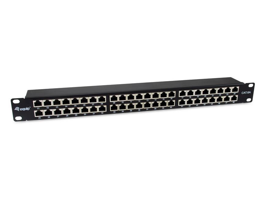 LevelOne Equip 326626 48-Port Cat.6A Shielded Patch Panel; Black