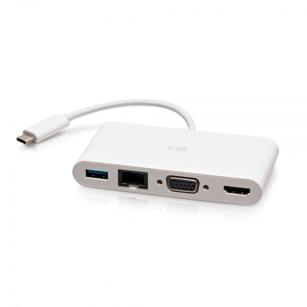 C2G USB-C® to HDMI®. VGA. USB-A. and RJ45 Multiport Adapter - 4K 30Hz