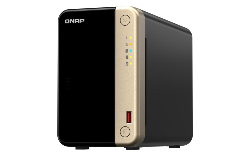 QNAP TS-264 NAS Tower Ethernet LAN Black. Gold N5095