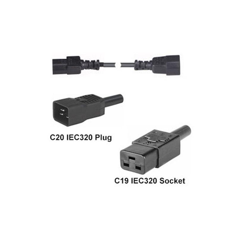 FDL 1M IEC C20 PLUG TO IEC C19 SOCKET POWER EXTENSION CABLE