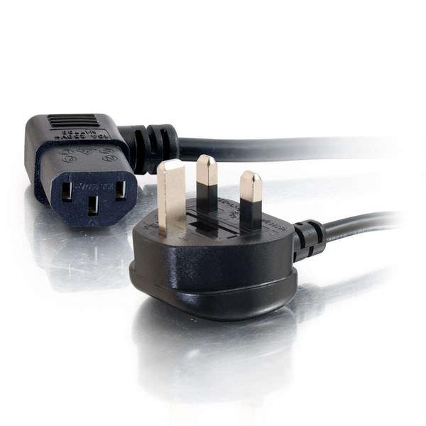 C2G 0.5m 18 AWG UK 90° Power Cord (IEC320C13R To BS 1363)