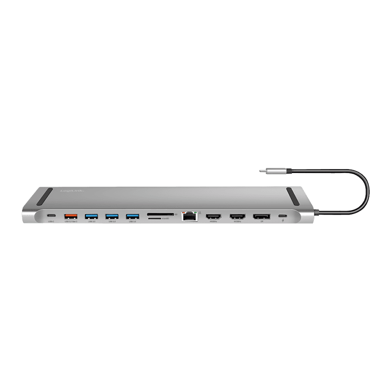 LogiLink USB 3.2 Gen2 Docking Station. USB-C. 12-Port. PD. silver