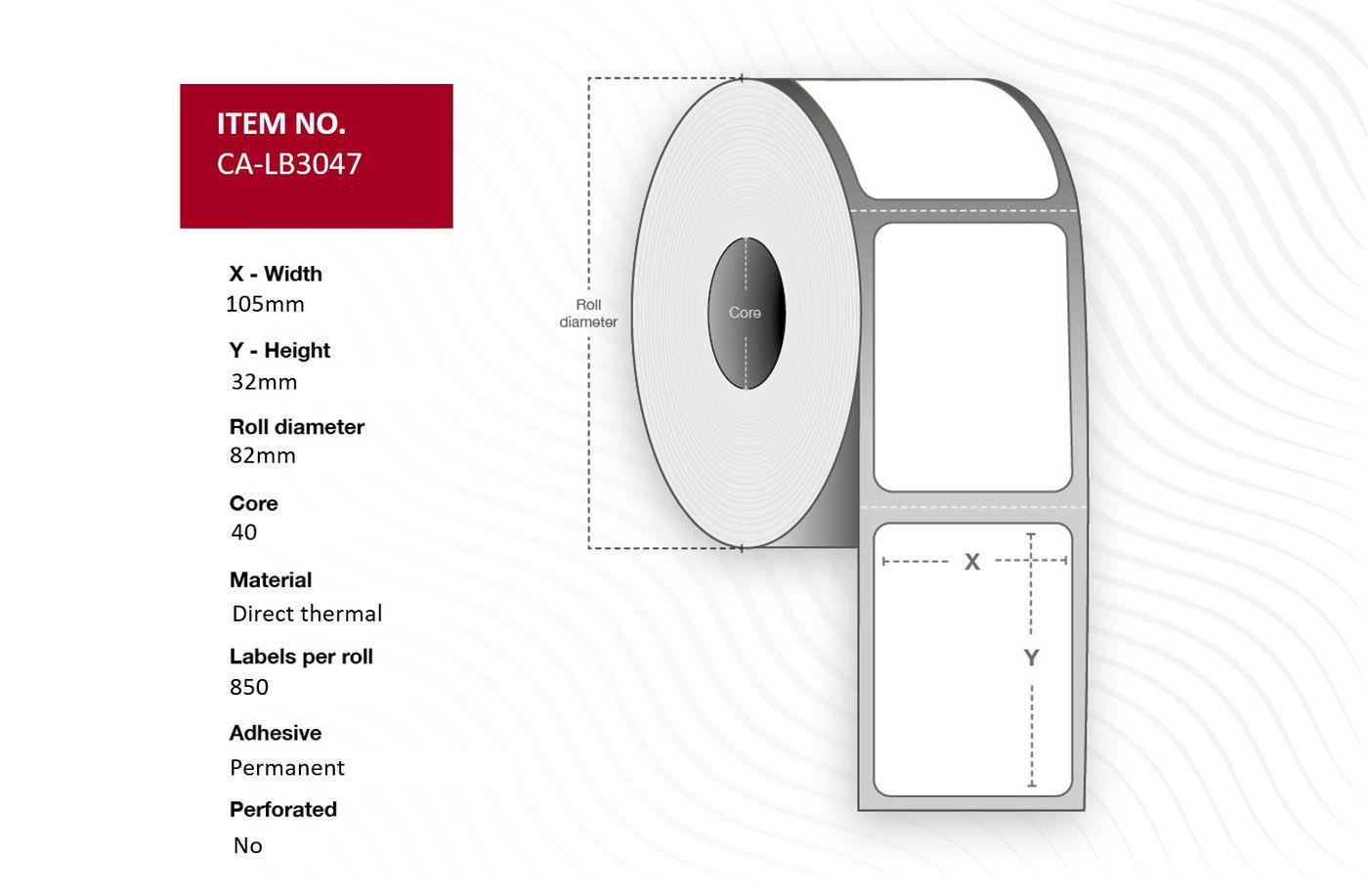 Capture CA-LB3047 printer label White