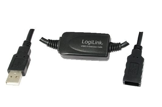 LogiLink 25M USB 2.0 - USB 2.0 M/F USB cable USB A Black