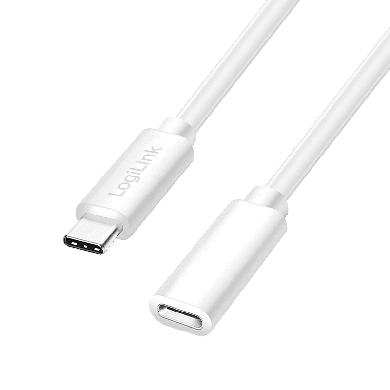 LogiLink USB 2.0 Type-C cable. C/M to USB-C/F. PD. white. 2 m