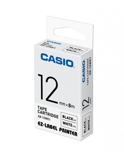 Casio XR-12WE1 Ribbon black on white 12mm x 8m for Casio Labelprinter